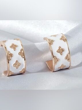 Enamel and Gold Hoop Earrings*